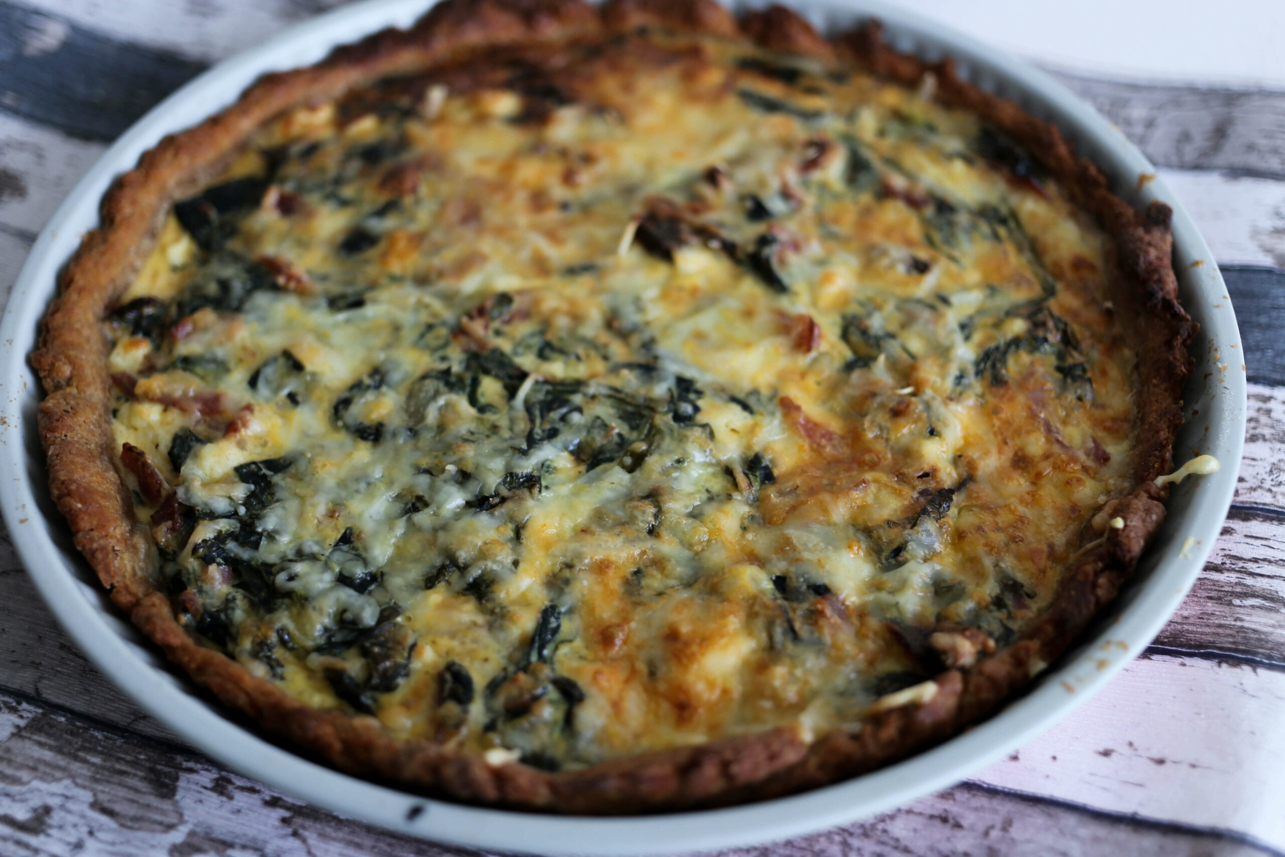 Dinkel Feta Spinat Quiche Rezept - vegetarisch Kochen