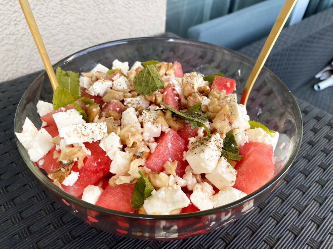 Wassermelone Feta Salat Rezept - einfach und erfrischend